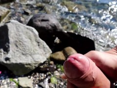 johnholmesjunior in nude beach public solo show and cum slow motion