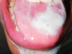 tongue, saliva, lengua , sloopy, sucking, escupir fetish, lengua larga y babeante primer plano