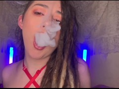 Vape and smoke fetish play with gorgeous hippie college slut
