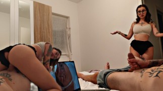 Stepmom caught me with a boner and helped me cum quickly in her Ass!