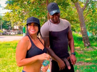 Coach Shows his Huge Black Cock in the Park to Busty Silvana Lee - Xander Black