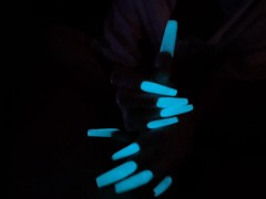 Glow in the Dark XXL Long Nails Handjob Tease