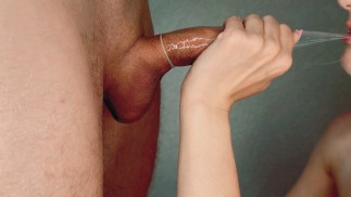 Close up: Sloppy Blowjob With Condom
