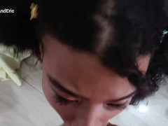 blowjob and cum in my mouth, I swallow sperm and show my tits