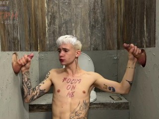 42 the Guy didn't Expect that his Mouth and Ass would be Fucked through these Toilet Holes