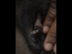 Ebony pussy play with purple toy