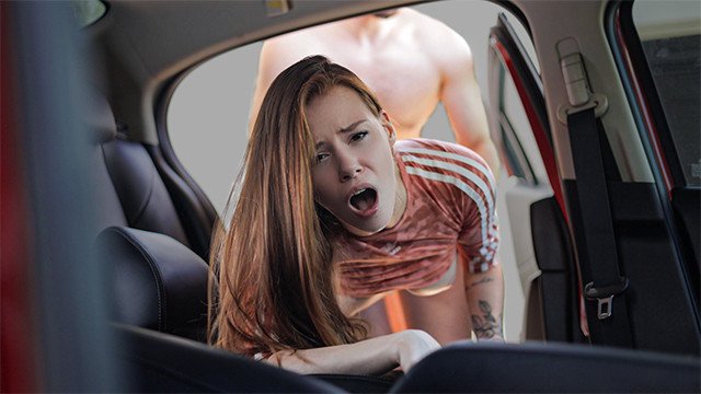 Stepfather Fucked Stepsister in Stepmom's Car POV