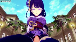 Genshin Impact Raiden Shogun дает вам хентай футджоб от первого лица