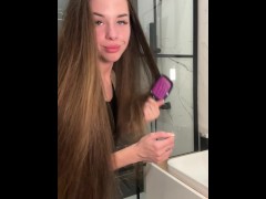 Diana Whales brushing her LONG HAIR!