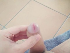 Playing with LOTS of PRECUM dripping out of my horny DICK with MOANS and CUMSHOT