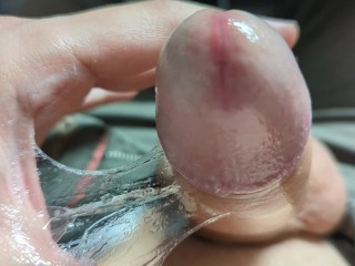 Playing with LOTS of PRECUM Dripping out of my Horny DICK with MOANS and CUMSHOT