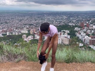 enjoying handjob outdoors