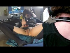 goth femboy pet in a fish tank to admire