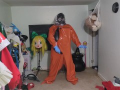 PVC Hazmat Suit Breathplay with Gasmask and Rebreathing Bag