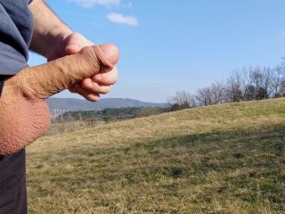 Big Dick Cum twice in the Middle of Huge Meadow, anybody could Watch me