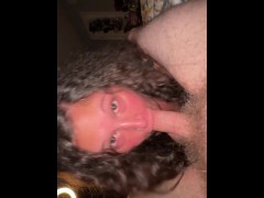 Bbw brunette milf gives hot blowjob