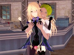 【原神 フィッシュル】3Dエロアニメーション(乳揉み⇒手マン⇒手コキ⇒フェラ⇒セックス) - Screenshot 1 of 16 - Hentai