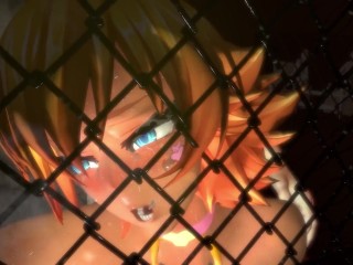 Аниме молочную девушку трахают стоя в секс-cage