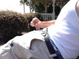 Wanking in public park by the river. Sagging in Hollister boxers, wifebeater. Cumming, exhibitionist