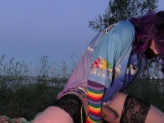 masturbation in nature, anal fucking of a gentle femboy in the park - Screenshot 13 of 16 - Sissy Crossdress