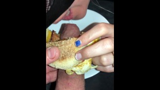 Breakfast In Bed: Cock Meat Sandwich For Her To Eat, Then Pussy & Ass For Him plus Cum Covered Pussy