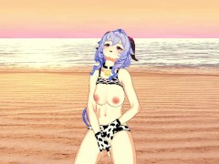 Genshin Impact : Ganyu Masturbates on the Beach [ hentai r34 ]