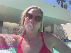 MILF Lights Up a Cigarette in a Vegas Pool With Everyone Watching