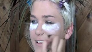 Sexy tattooed blonde Claudia Downs enjoys cock in her ass