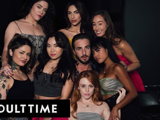 ADULT TIME - Horny Sex Addicts Ambush Therapist for Wild Reverse Gangbang!
