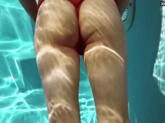 Flirty tight perfect babe swimming gymnastics