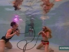 Hot chicks with a guy in the pool 3/16