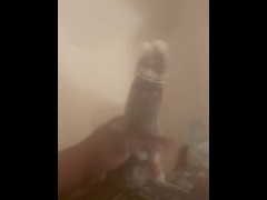 Stroking this big black dick in the shower for my wife