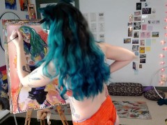Camgirl Slut painting Slutty Self Portrait on LIVESTREAM