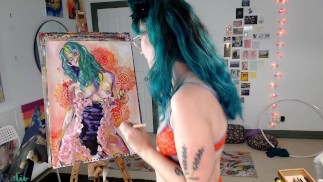 Camgirl Slut painting Slutty Self Portrait on LIVESTREAM