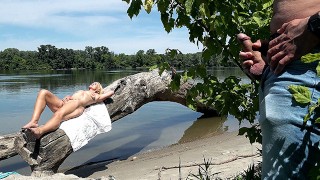 hairy mature with saggy tits surprised while sunbathing and gets fucked hard public in the ass