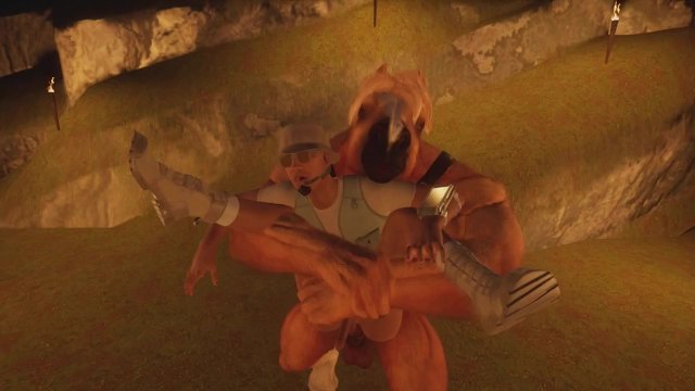 cave with furry centaur and HUGE creampie cock in ass