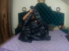 MilfyCalla-Masturbating and playing with green Fur long Jacket 188