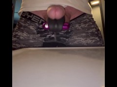 Hands free ejaculation huge cum shot using vibrating bullet cock ring. 2/16