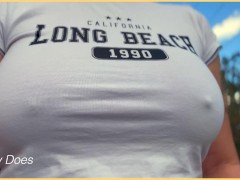 Wifey is braless in public with her perfect tits flashed