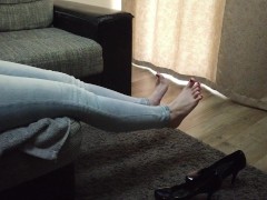 Foot Worship for a Woman in Jeans