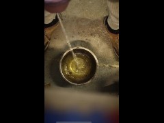 Desperate no hands nonchalant peeing into a bowl while standing 6/16