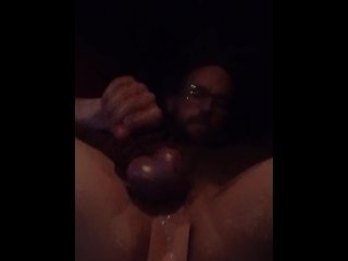 Stroking my bound, half limp, cock while plugged in the rear, all to no avail (ruined orgasm)