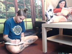 She Doesn't Know Can't Resist Her Barefeet Masturbating Lesbians - Screenshot 1 of 16 - Foot Smelling