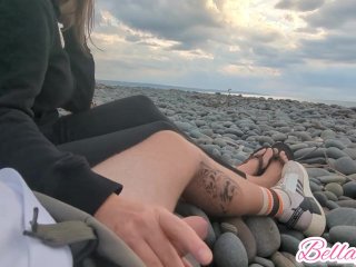 Screen Capture of Video Titled: We Almost Got Caught - Risky Beach Sex (juicy Lousie)