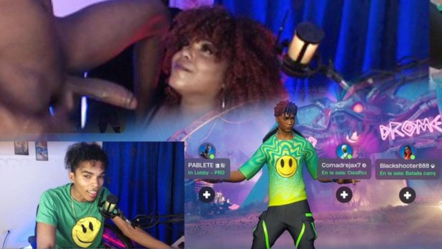 my stepsister interrupts me while I was playing fortnite live, to have hard sex