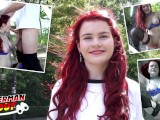 GERMAN SCOUT - Redhead Football Fan Mia May Pickup for Public Anal Fuck at Public Viewing