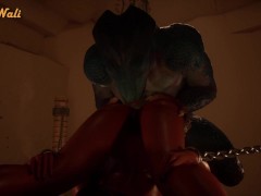 Horny Girl is dominated by a Lizardman | Double Cock Monster | 3D Porn Wild Life