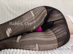 Japanese schoolgirl in torn pantyhose plays with a vibrator - Part 3