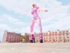 Buff babe grows into Giantess and crushes