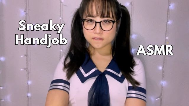 Cute Schoolgirl Gives Secret Handjob Under Desk, Almost Caught -ASMR HJ